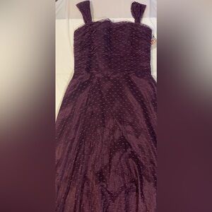 Jessica McClintock Plum A-Line Midi Skirt with Dotted Texture